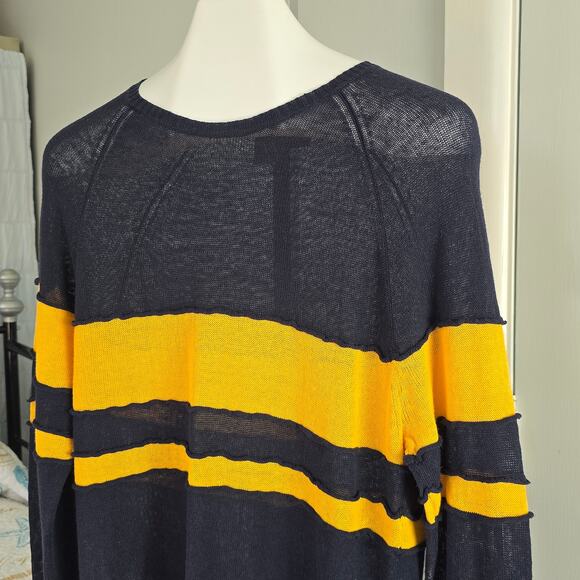 Y2K Armani Exchange Men's Semi Sheer Linen Blend Navy Sweater NWT NOS Size XL - Picture 2 of 9